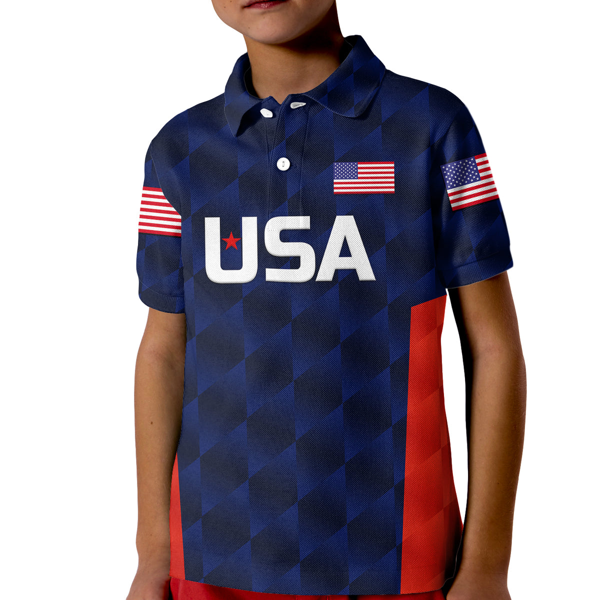 Custom United States National Cricket Polo Shirt for Kid Team USA Cricket Navy LT8 - Shopicos