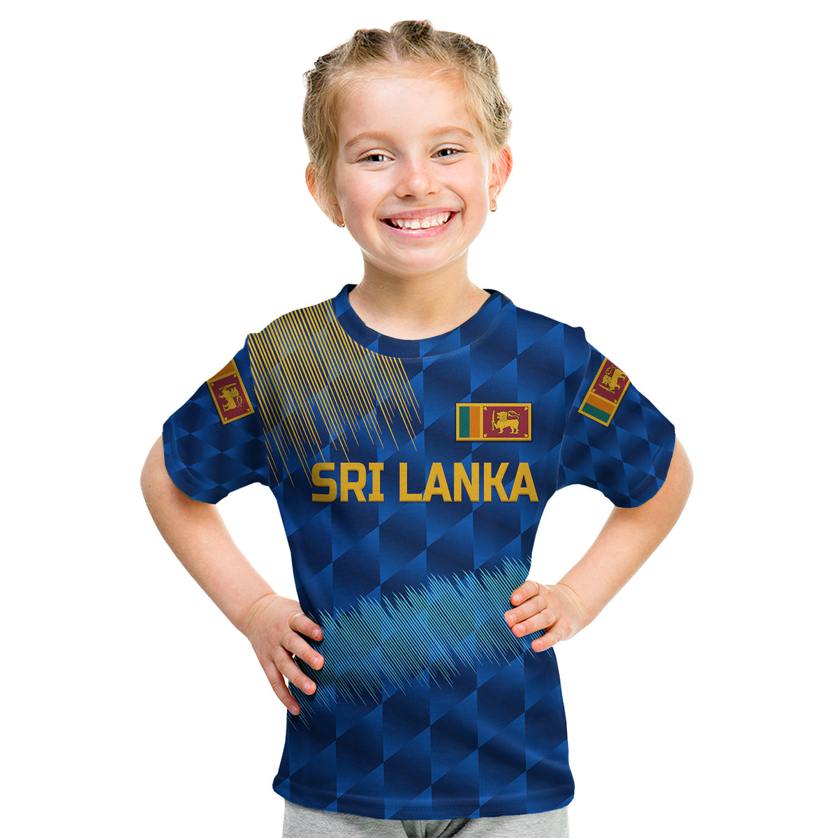 (Custom Personalised) Sri Lanka Cricket Kid T Shirt The Lions Special - Blue LT8 - Shopicos