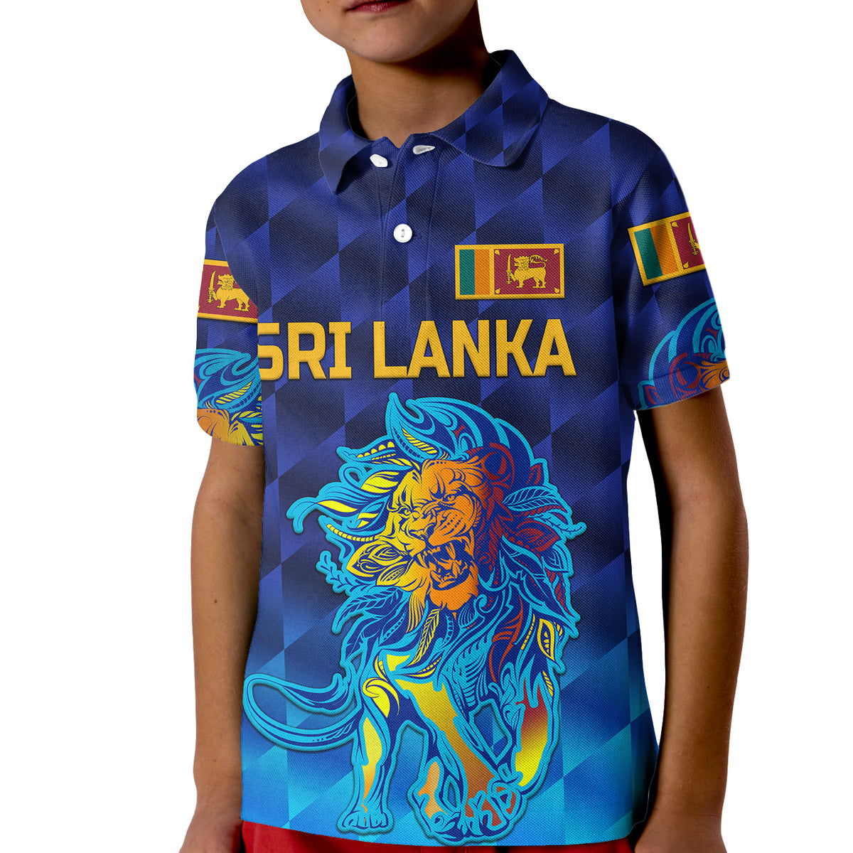 Custom Sri Lanka Cricket Polo Shirt for Kid The Lions Pride Version Blue LT8 - Shopicos