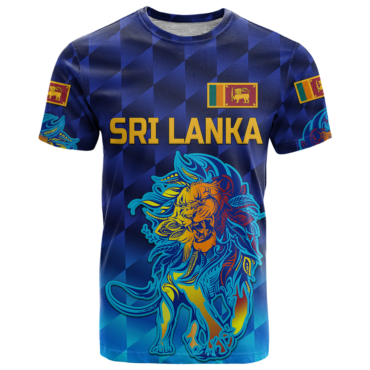 Custom Sri Lanka Cricket T Shirt The Lions Pride Version Blue LT8 - Shopicos