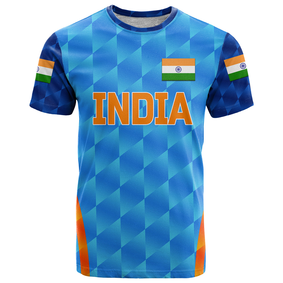 Custom India Cricket T Shirt Men In Blue Unique Light Blue LT8 - Shopicos