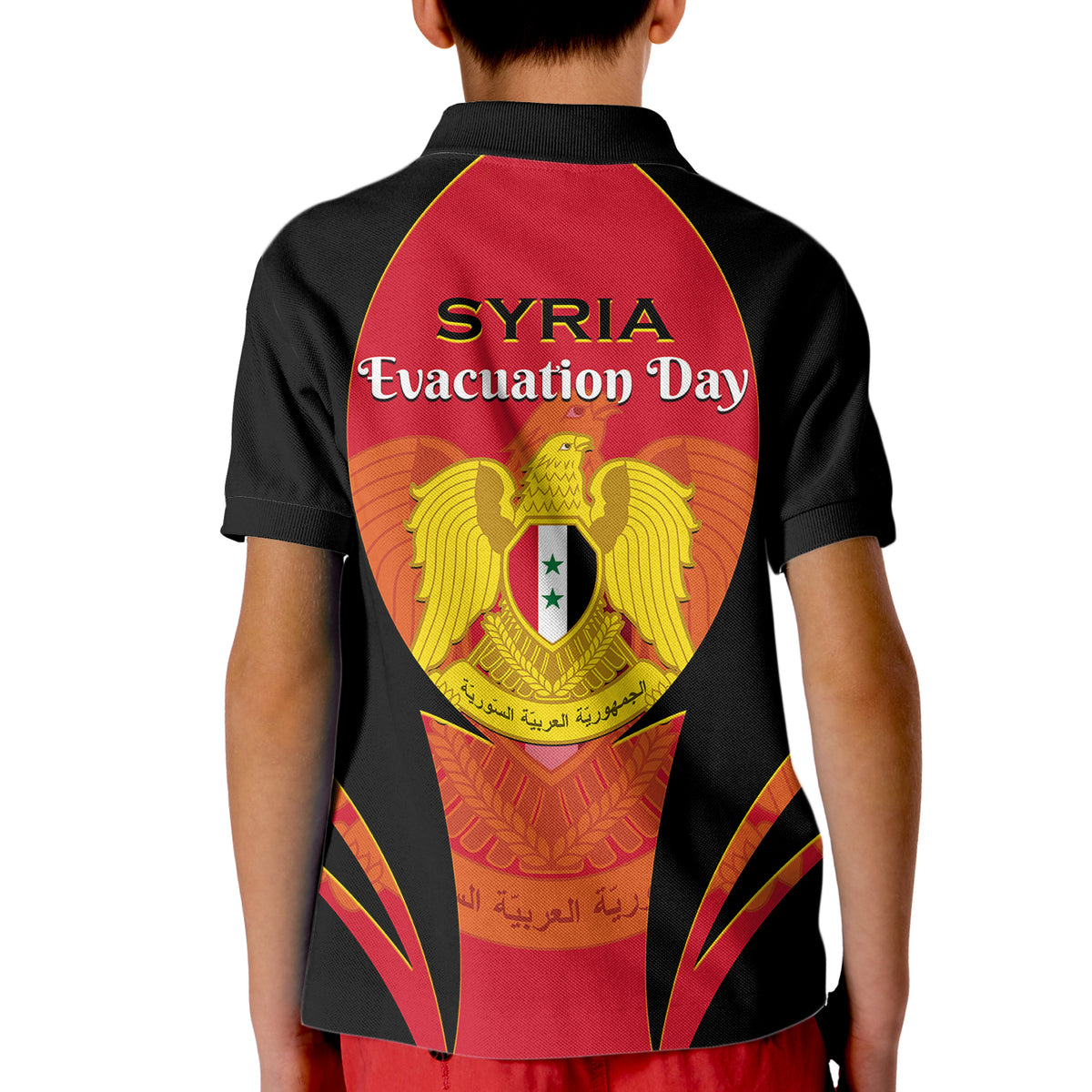 Syria Evacuation Day Polo Shirt for Kid Coat Of Arms - Shopicos