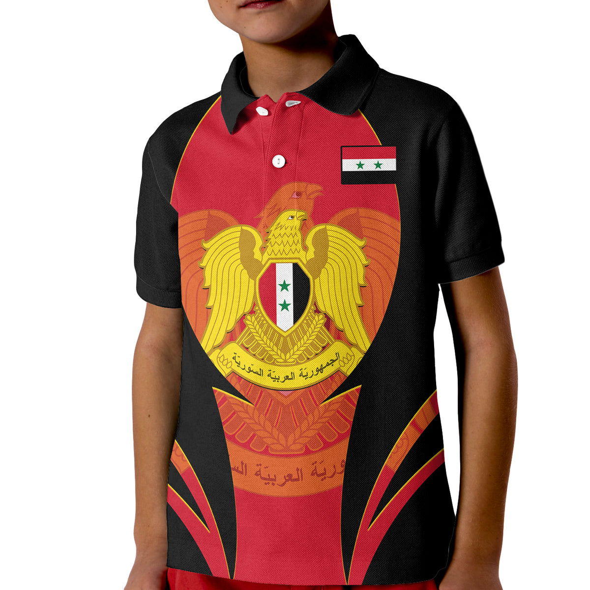 Custom Syria Evacuation Day Polo Shirt for Kid Coat Of Arms - Shopicos