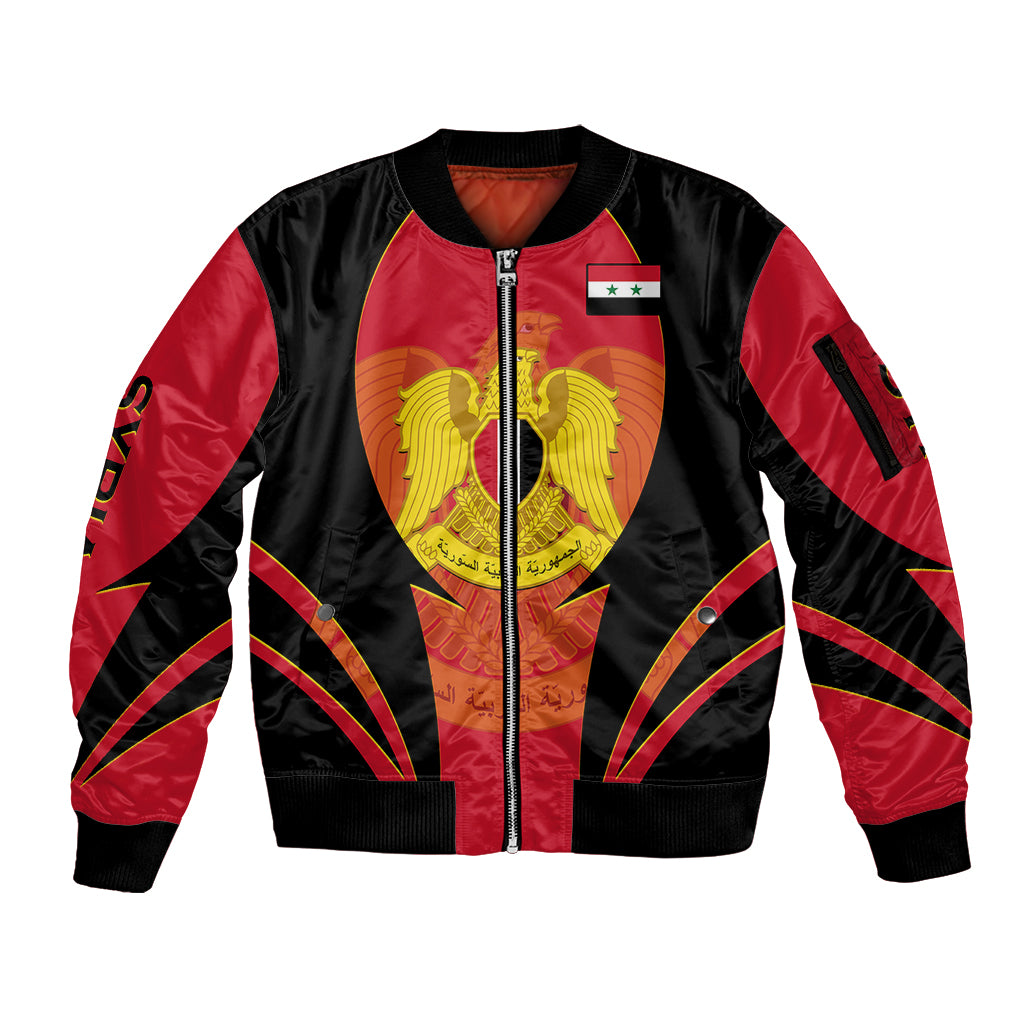 (Custom Personalised) Syria Evacuation Day Sleeve Zip Bomber Jacket Coat Of Arms - Shopicos