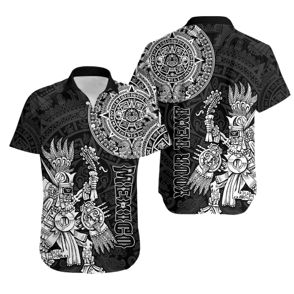 (Custom Personalised) Mexico Aztec Hawaiian Shirt El Calendario Maya Mix Huitzilopochtli Black - Shopicos