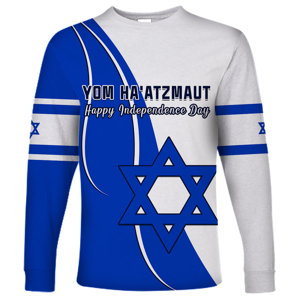 Israel Independence Day Long Sleeve Shirt Yom Haatzmaut Curvel Style - Shopicos
