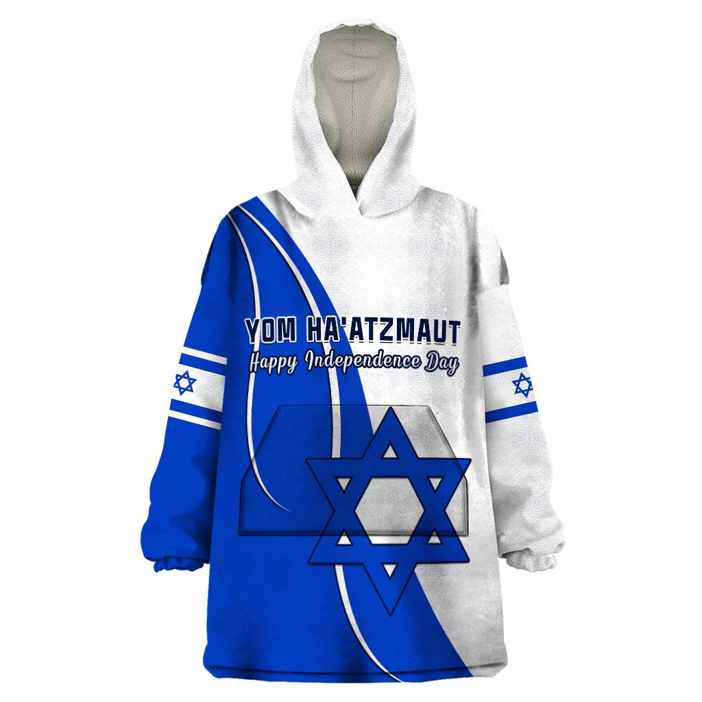 Israel Independence Day Wearable Blanket Hoodie Yom Haatzmaut Curvel Style - Shopicos