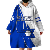 Israel Independence Day Wearable Blanket Hoodie Yom Haatzmaut Curvel Style - Shopicos
