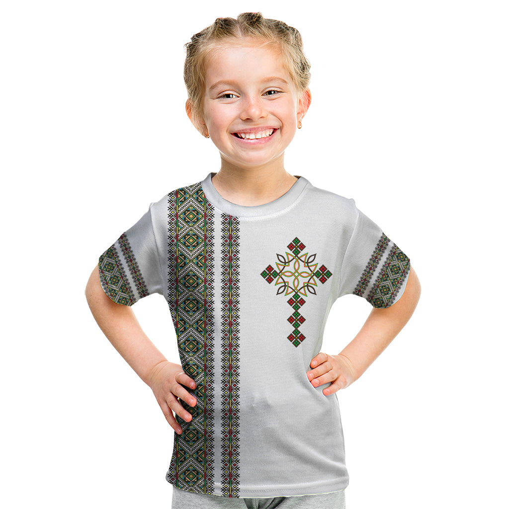 Ethiopia Kid T Shirt Ethiopian Tilet With African Pattern Ver.02 - Shopicos