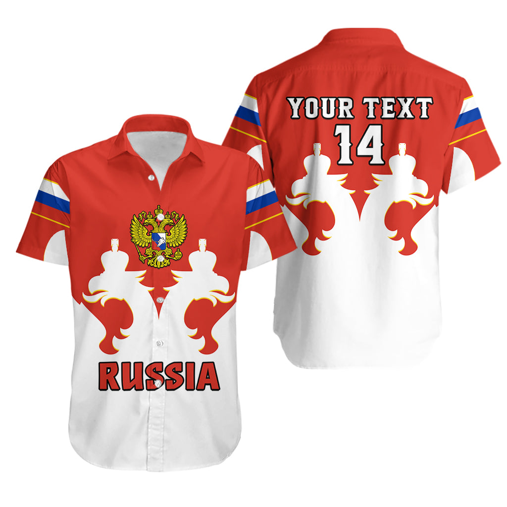 (Custom Text And Number) Russia Hockey 2023 White Sporty Style Hawaiian Shirt - Shopicos