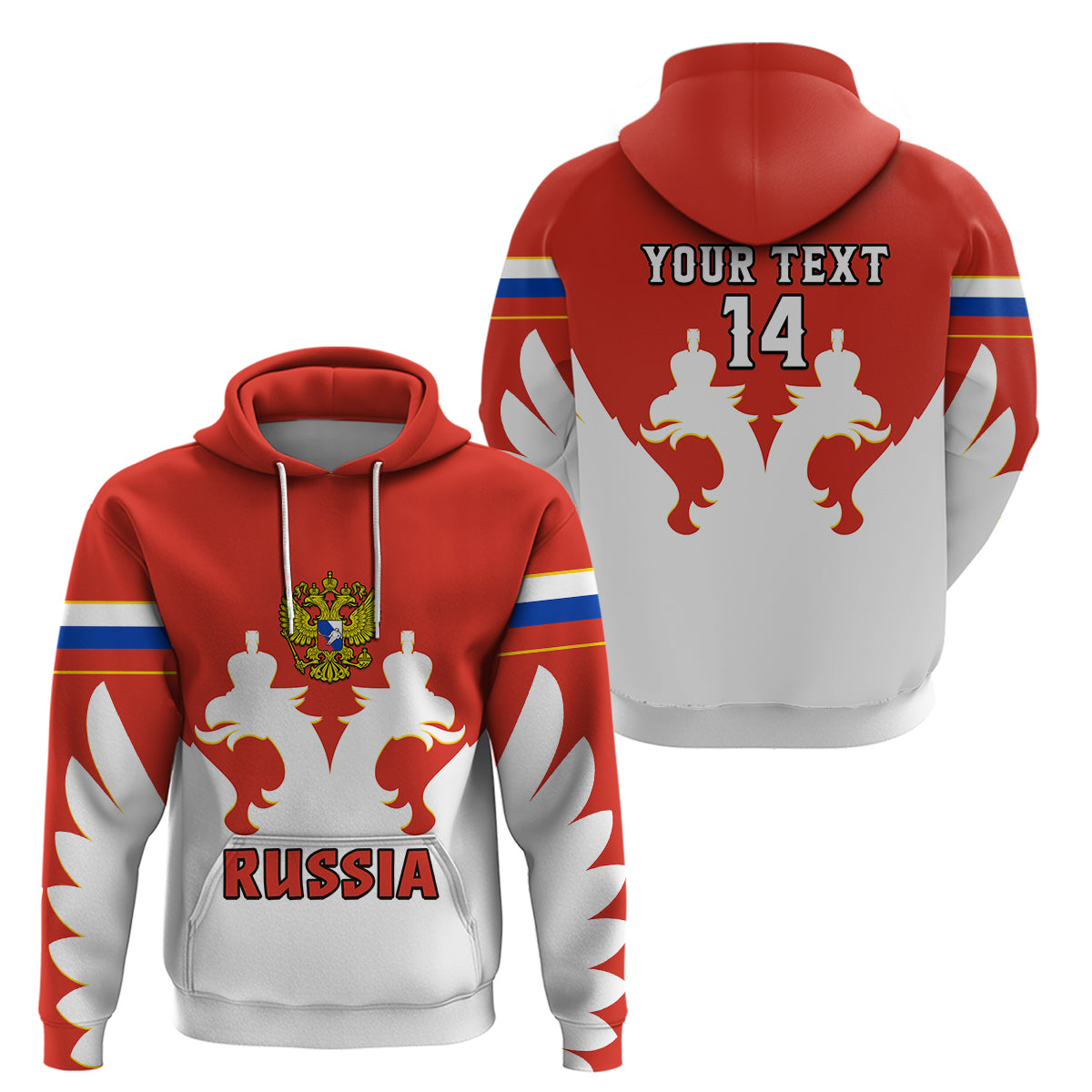 Custom Russia Hockey 2023 White Sporty Style Hoodie - Shopicos