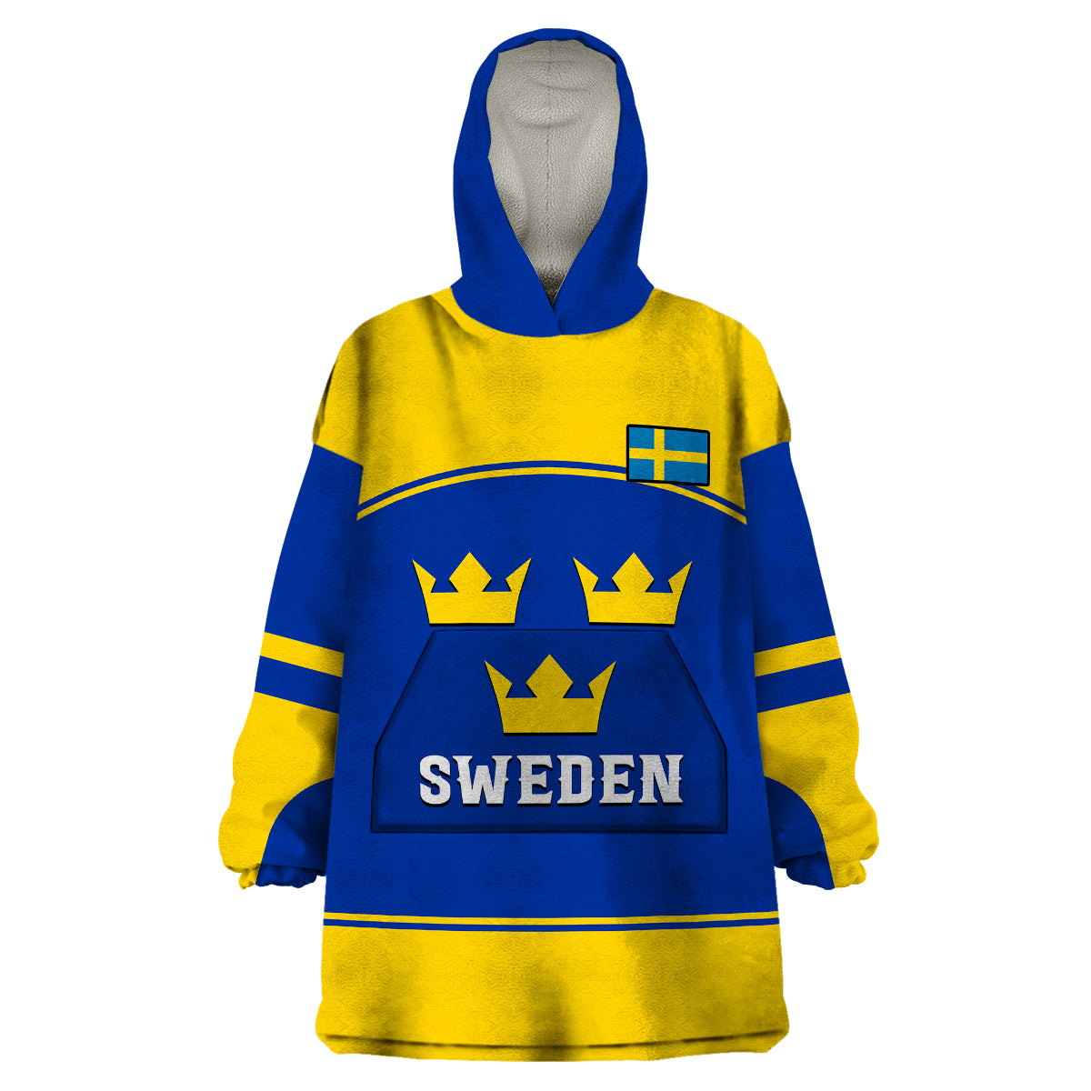 (Custom Text And Number) Sweden Hockey 2023 Sporty Style Wearable Blanket Hoodie - Shopicos