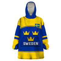 (Custom Text And Number) Sweden Hockey 2023 Sporty Style Wearable Blanket Hoodie - Shopicos