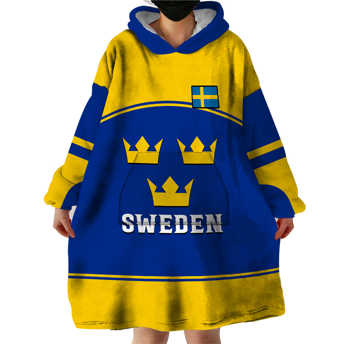 (Custom Text And Number) Sweden Hockey 2023 Sporty Style Wearable Blanket Hoodie - Shopicos