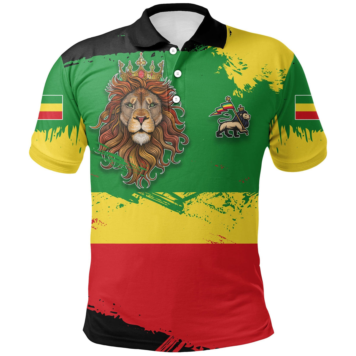 Ethiopia Polo Shirt Ethiopia Flag Brush - Shopicos