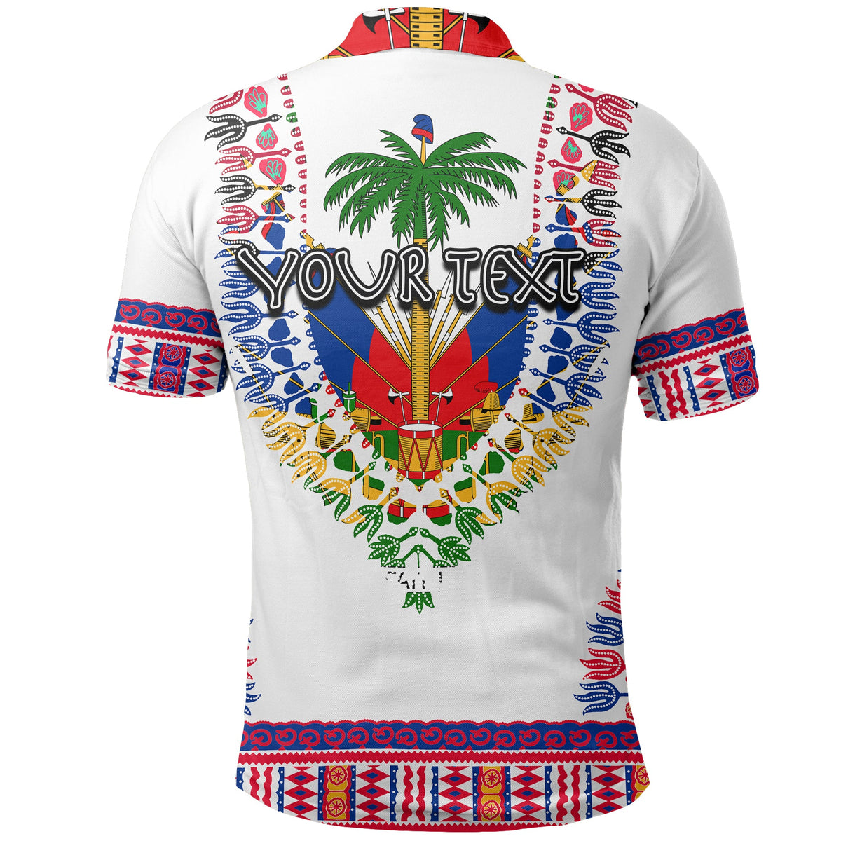Custom Haiti Polo Shirt Dashiki Mix Coat Of Arms White Style LT6 - Shopicos