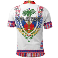 Custom Haiti Polo Shirt Dashiki Mix Coat Of Arms White Style LT6 - Shopicos
