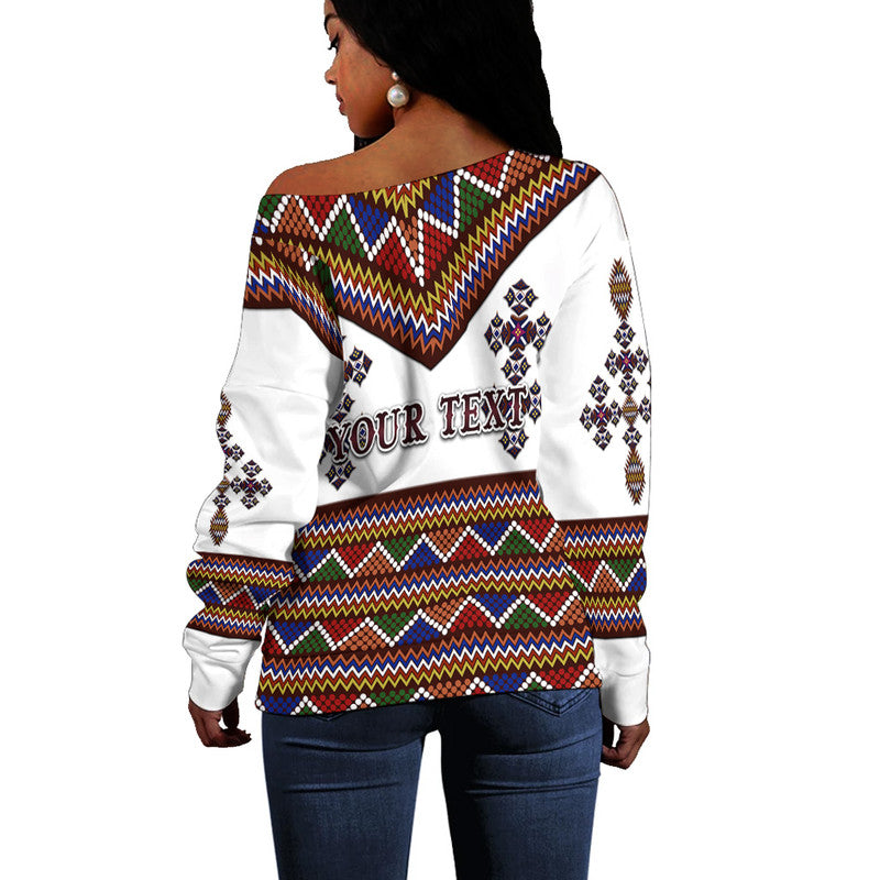(Custom Personalised) Ethiopia Women Off Shoulder Sweater Ethiopian Tibeb Proud Version LT8 - Shopicos