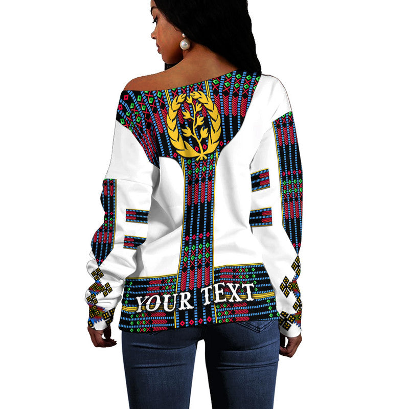 (Custom Personalised) Eritrea Women Off Shoulder Sweater Fancy Tibeb Vibes - Flag Style LT8 - Shopicos