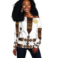 (Custom Personalised) Eritrea Women Off Shoulder Sweater Fancy Tibeb Vibes NO.1 Ver - White LT8 - Shopicos