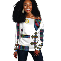 (Custom Personalised) Eritrea Women Off Shoulder Sweater Fancy Simple Tibeb Style - Flag Style LT8 - Shopicos