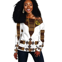 (Custom Personalised) Eritrea Women Off Shoulder Sweater Fancy Tibeb Vibes - White LT8 - Shopicos